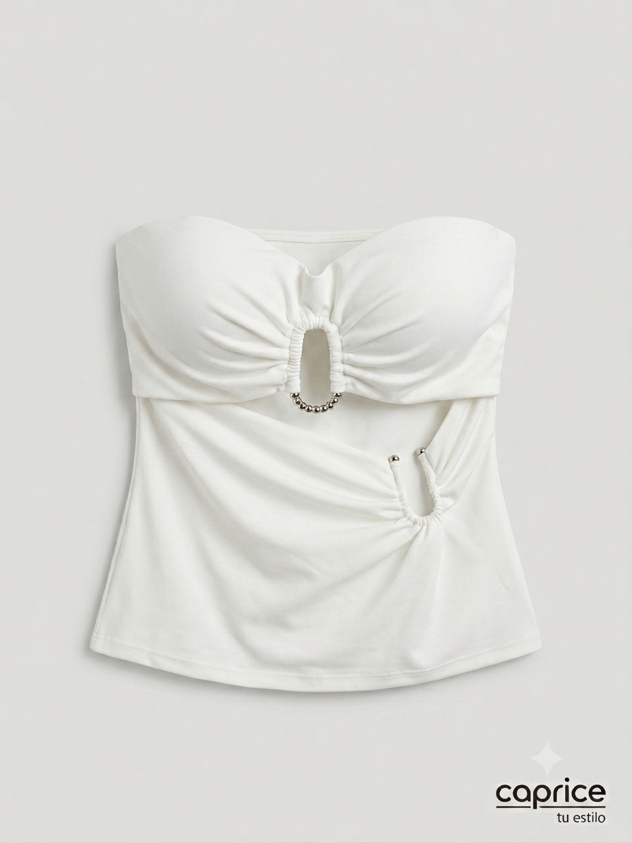 TOP STRAPLESS ASIMETRICO